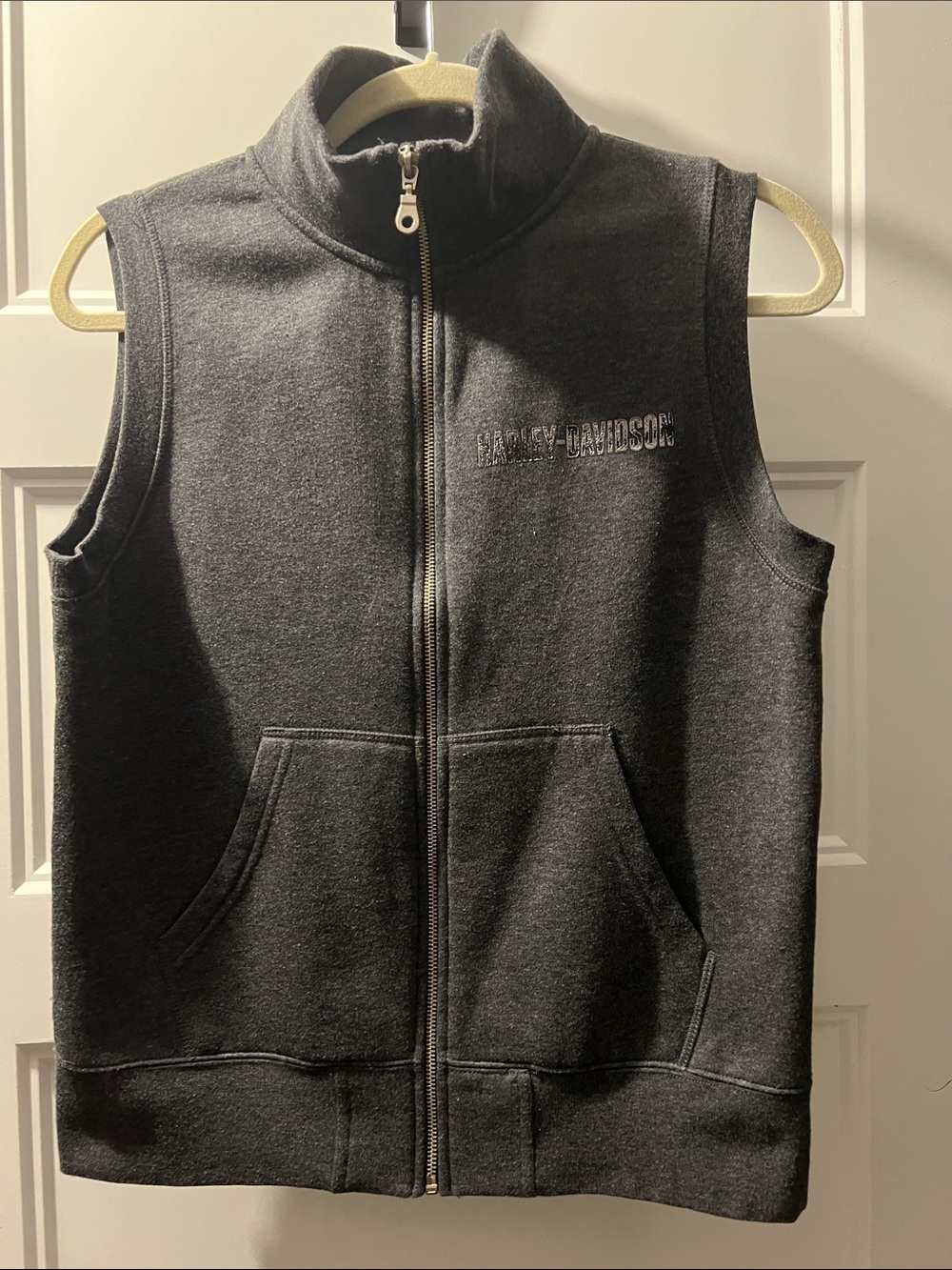 Harley-Davidson Charcoal Gray Zip Front Fleece Vest